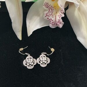Elegant Silver Floral Earrings